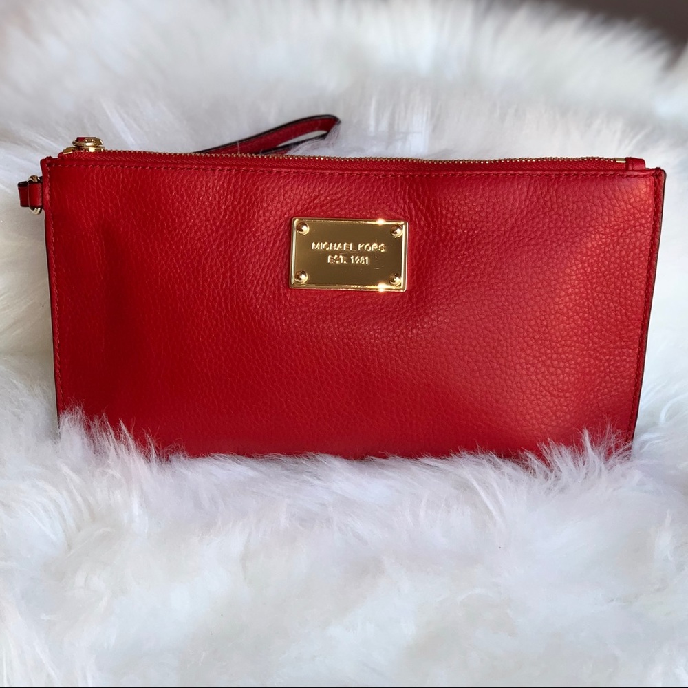 Red Clutch Wristlet by Michael Kors